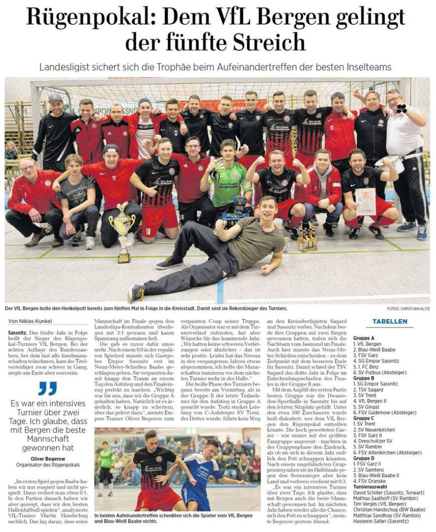OZ-Bericht über Rügenpokal 2018